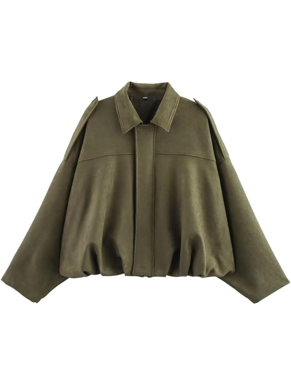 Women's Olive Green Oversized Bomber Jacket